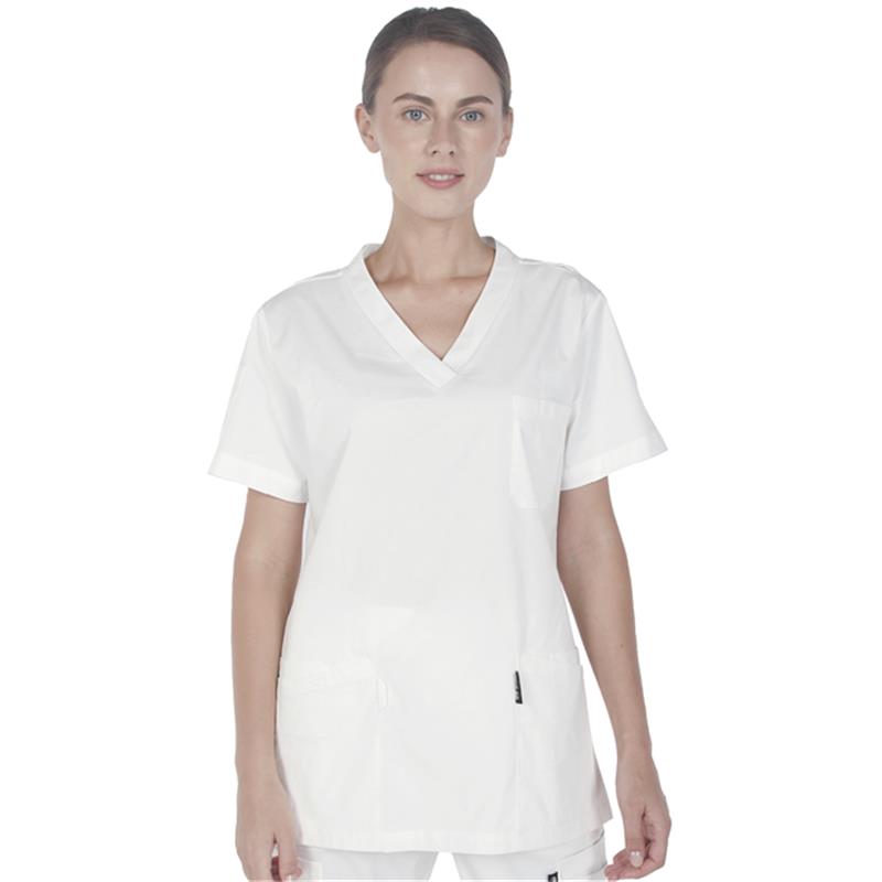 GUOER Unisex Scrubs Set Medical Scrubs Top White