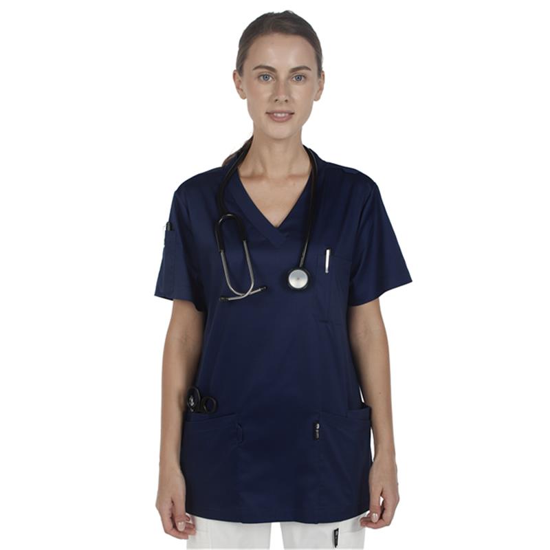 GUOER Unisex Scrubs Set Medical Scrubs Top Navy